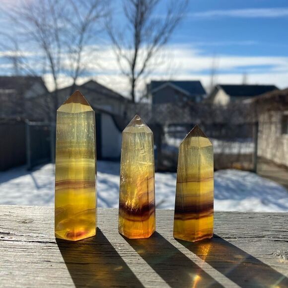 𝅺YELLOW FLUORITE Crystal Towers - Picture 2 of 4